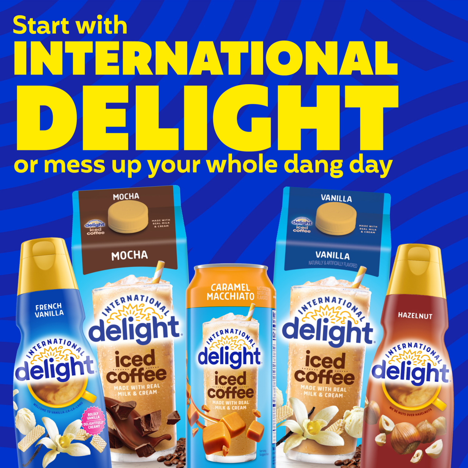 slide 6 of 8, International Delight Zero Iced Coffee, 0g Added Sugar, Mocha, 64 FL OZ Carton, 64 fl oz
