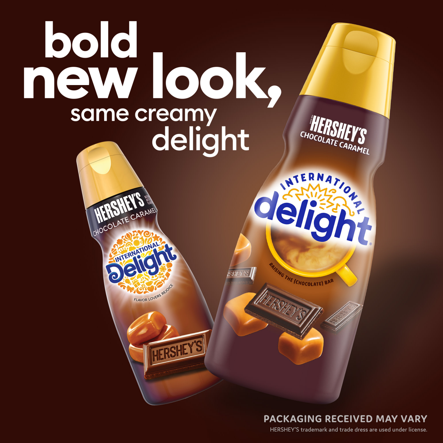 slide 2 of 8, International Delight Coffee Creamer, HERSHEY’S Chocolate Caramel, 32 FL OZ Bottle, 32 fl oz
