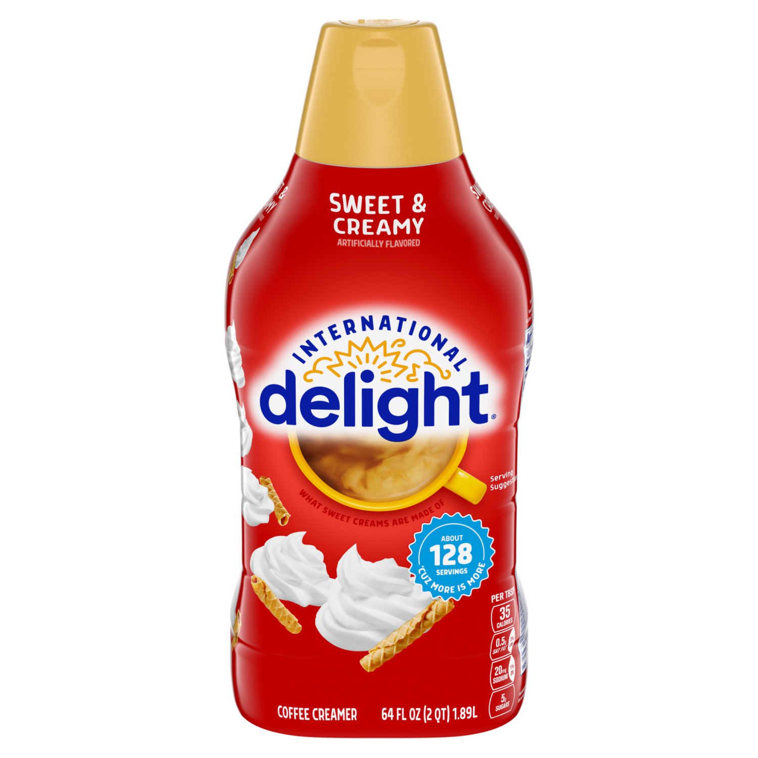 slide 2 of 8, International Delight Coffee Creamer, Sweet & Creamy, 64 FL OZ Bottle, 64 fl oz