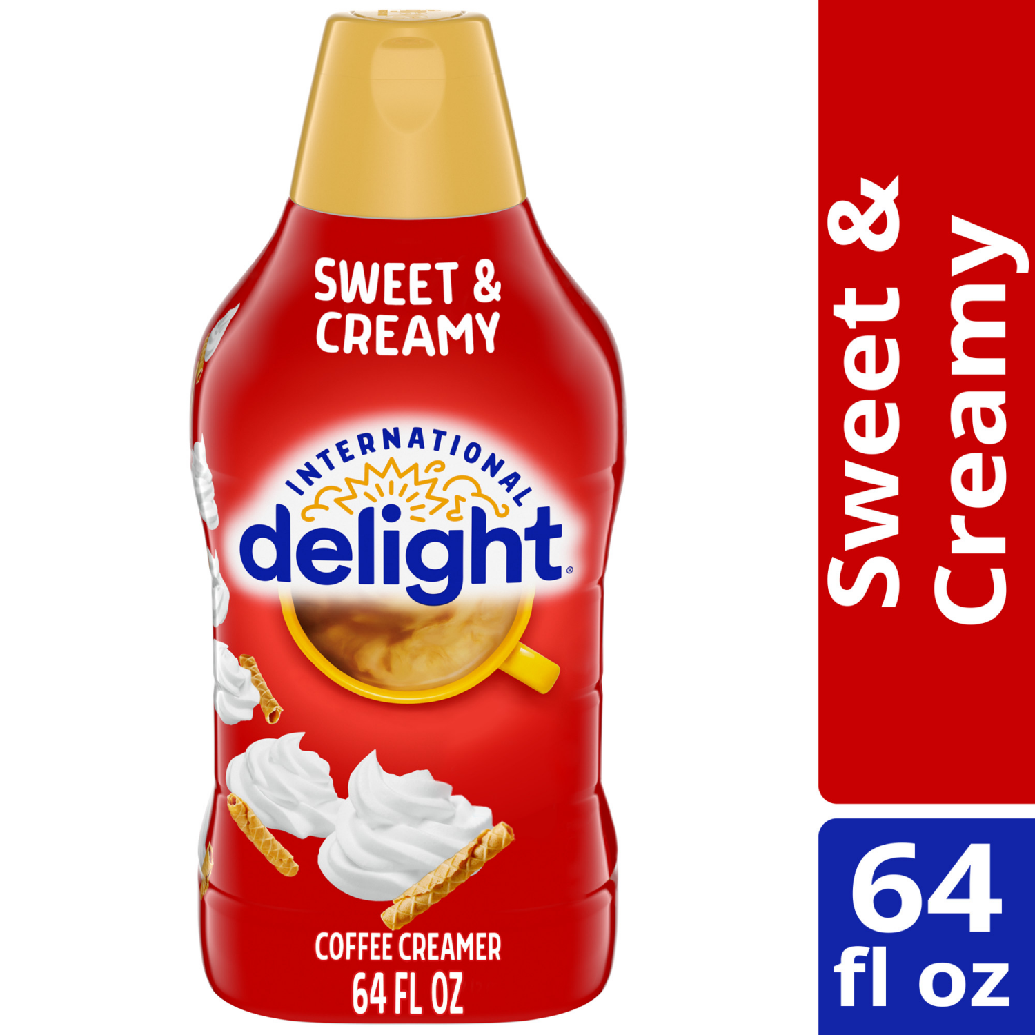slide 4 of 8, International Delight Coffee Creamer, Sweet & Creamy, 64 FL OZ Bottle, 64 fl oz