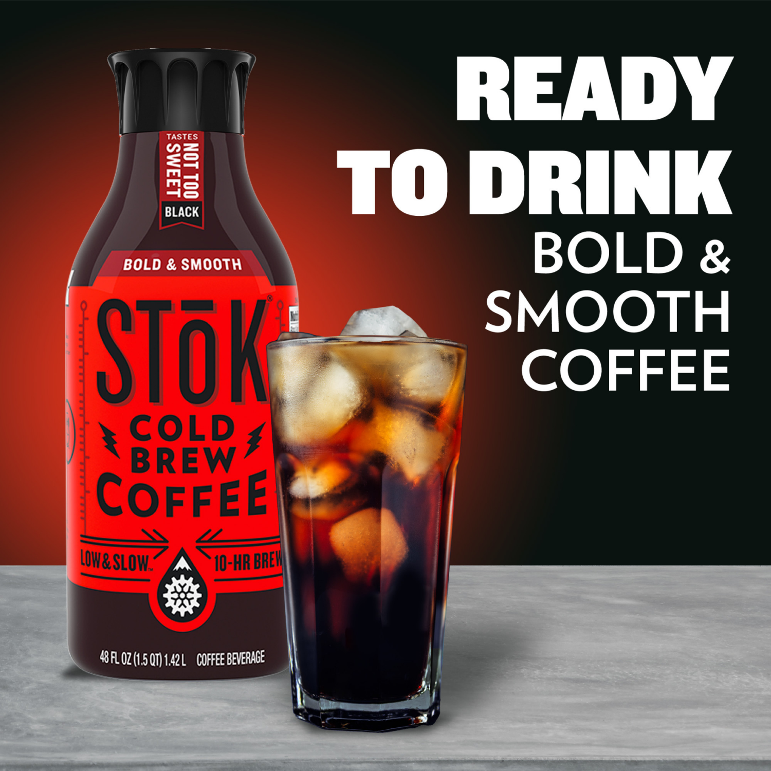 slide 8 of 8, SToK Cold Brew Coffee, Not Too Sweet, Arabica-Based Blend, Black, Sweetened, Dark Roast, 48 FL OZ Bottle, 48 fl oz