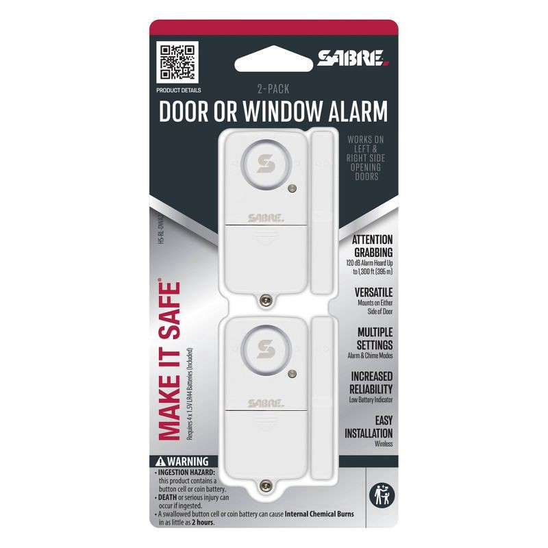 slide 3 of 3, Sabre 2pk Door/Window Alarms, 2 ct
