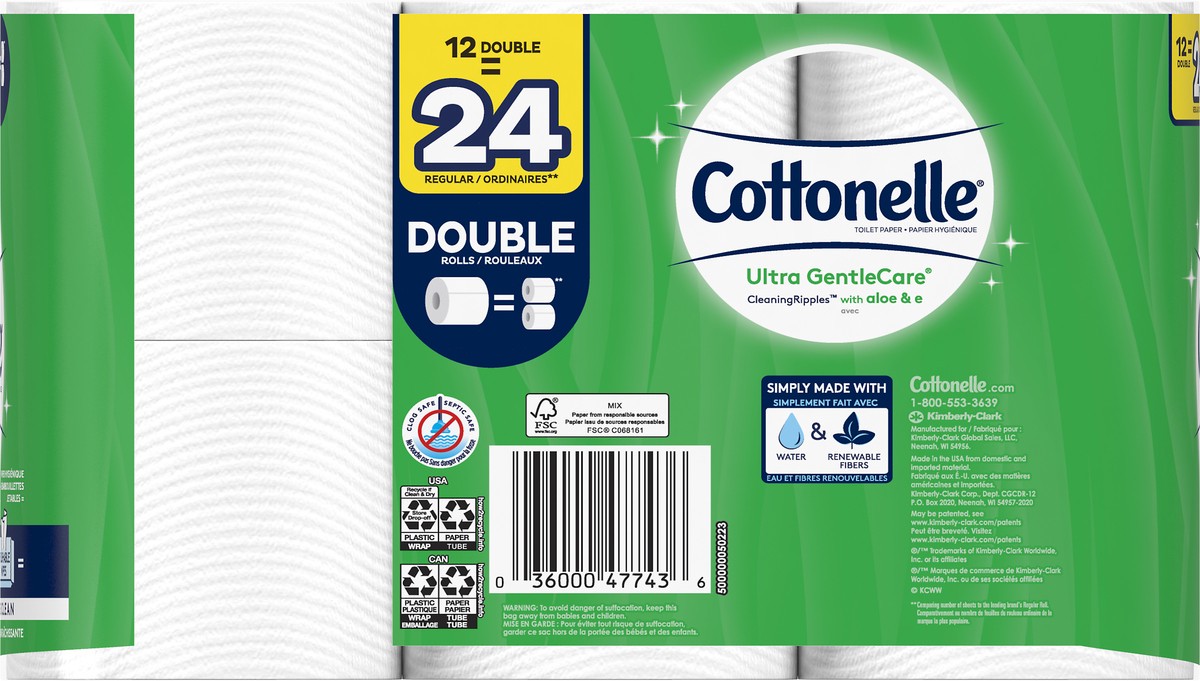 slide 8 of 8, Cottonelle Gentlecare Toilet Paper, 12 ct