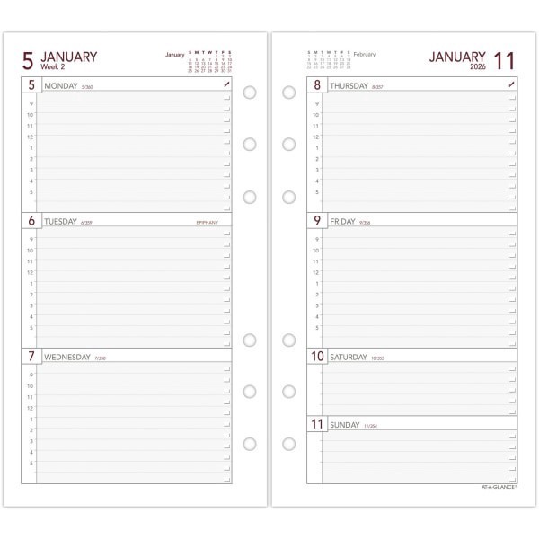 slide 3 of 7, AT-A-GLANCE® 2026 Weekly Planner Refill, Loose-Leaf, Portable Size, 3 3/4"" x 6 3/4"", 1 ct