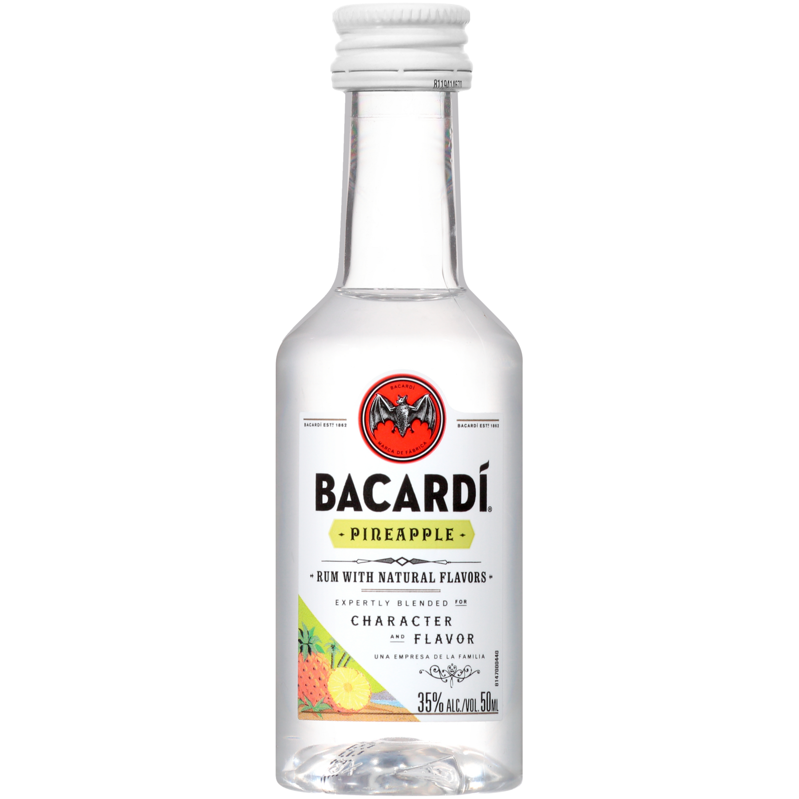 slide 1 of 1, Bacardí Bacardi Pineapple Rum, Gluten Free 35% 5Cl/50Ml, 50 ml