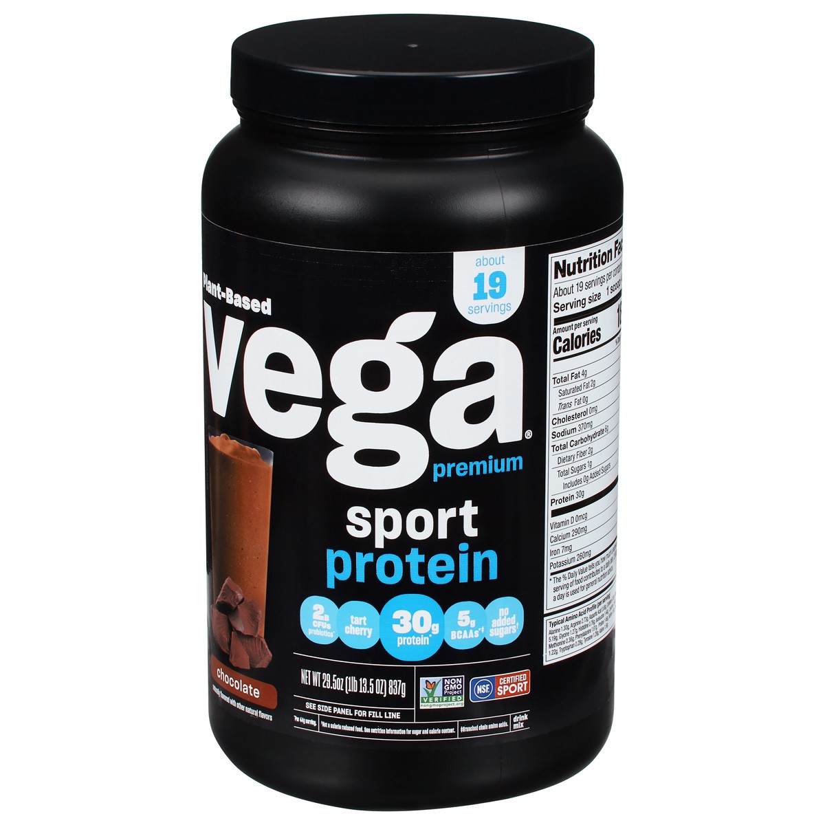 slide 3 of 9, Vega Sport Chocolate Flavored Premium Protein Powder, 29.5 oz