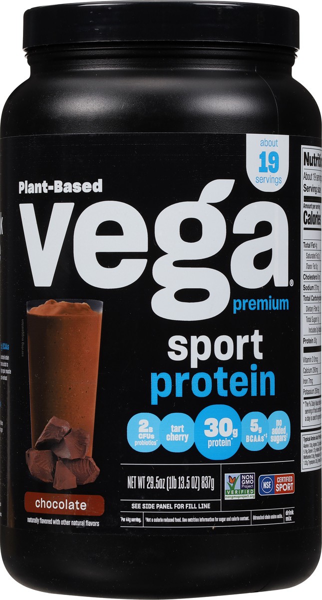slide 6 of 9, Vega Sport Chocolate Flavored Premium Protein Powder, 29.5 oz