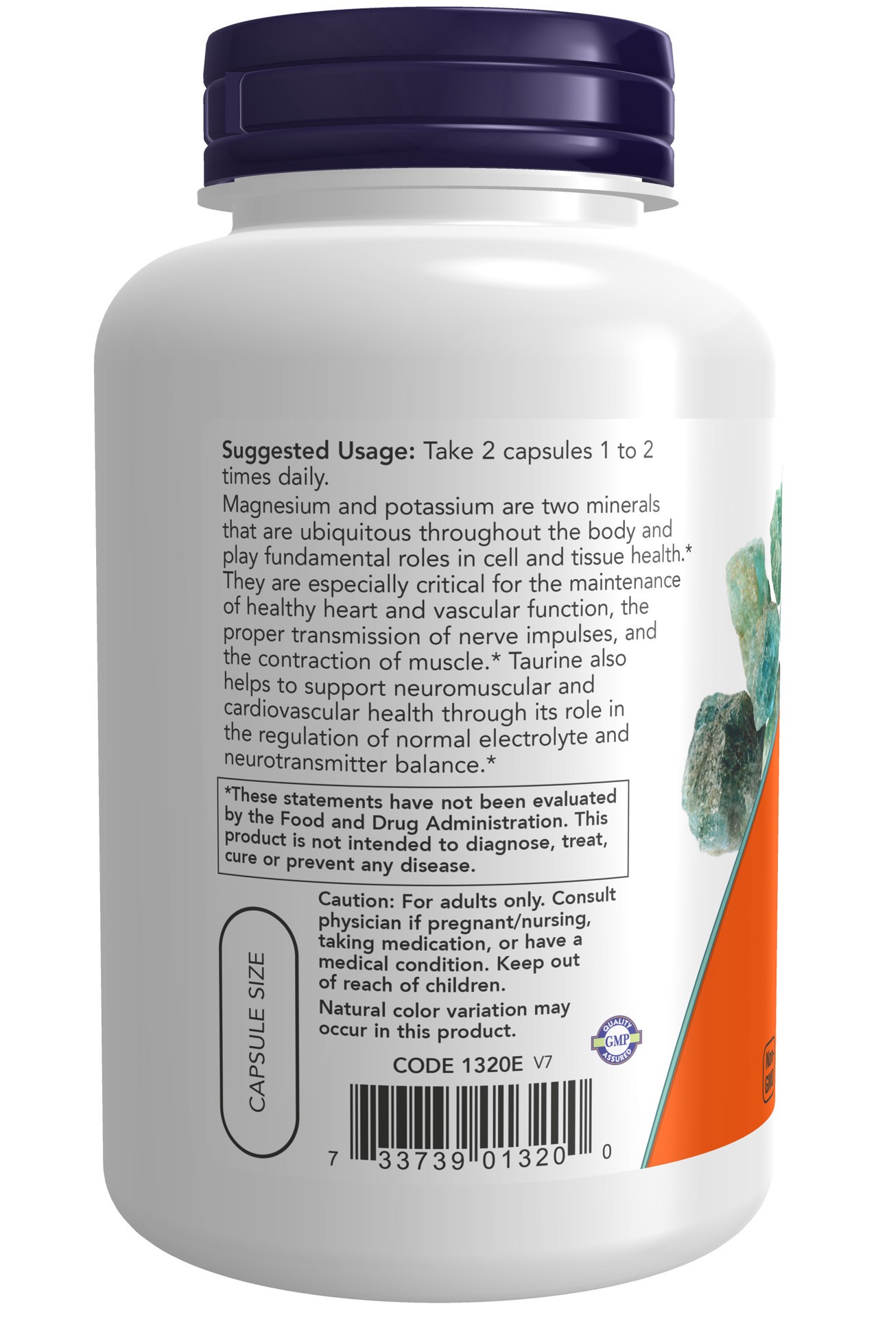 slide 4 of 4, NOW Magnesium & Potassium Aspartate - 120 Veg Capsules, 120 ct