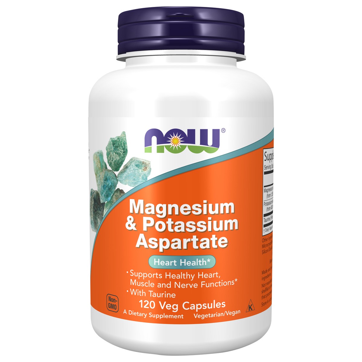 slide 1 of 4, NOW Magnesium & Potassium Aspartate - 120 Veg Capsules, 120 ct