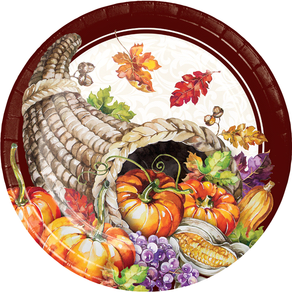 slide 1 of 1, Creative Converting Thanksgiving Cornucopia Dinner Plate, 8 ct