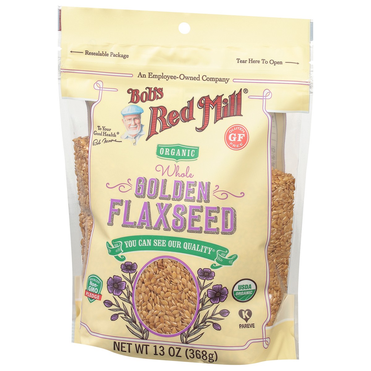 slide 3 of 9, Bob's Red Mill Organic Whole Golden Flaxseed 13 oz, 24 oz