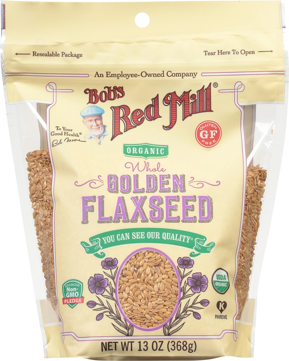 slide 6 of 9, Bob's Red Mill Organic Whole Golden Flaxseed 13 oz, 24 oz