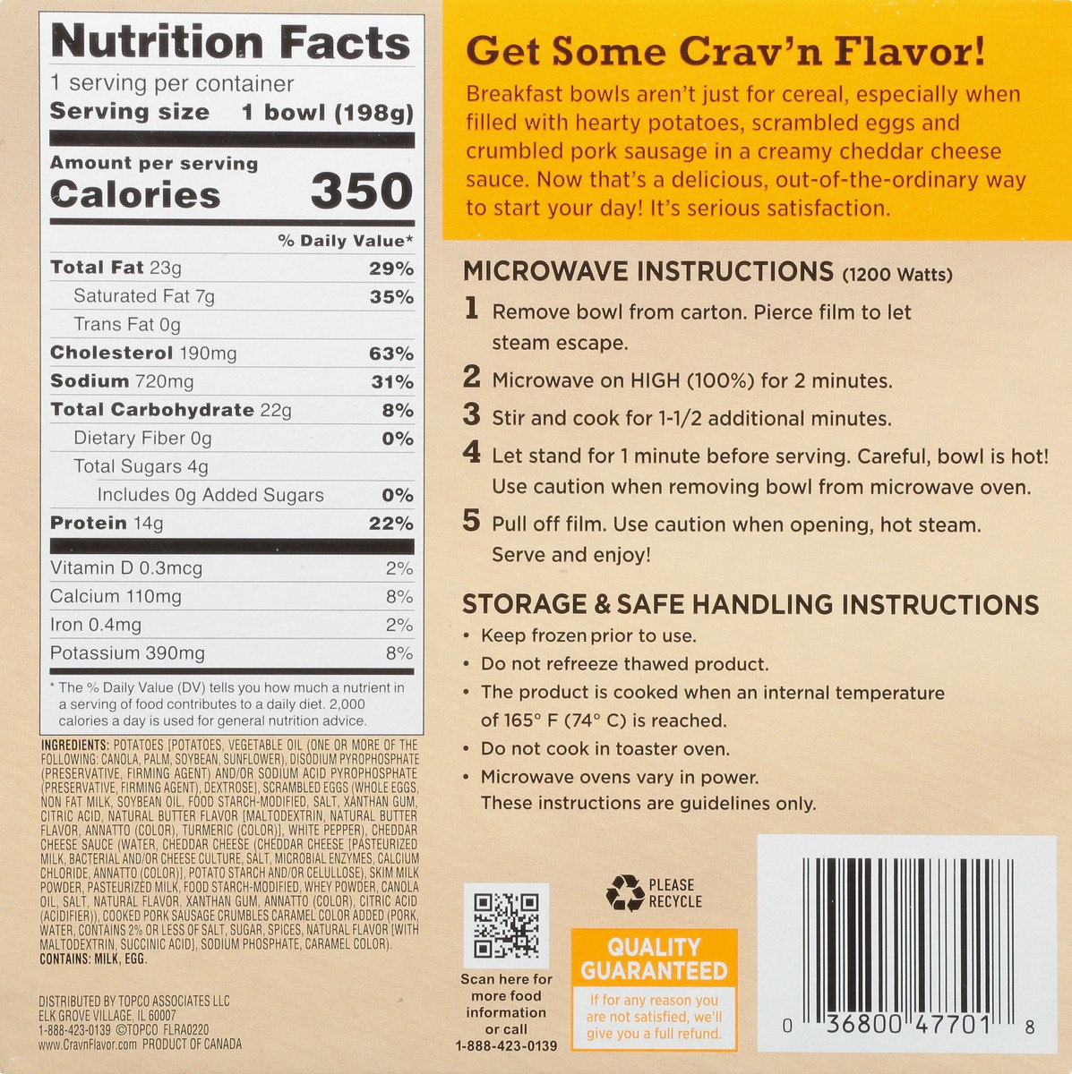 slide 11 of 15, Crav'n Flavor Sausage Breakfast Bowl 7 oz, 7 oz