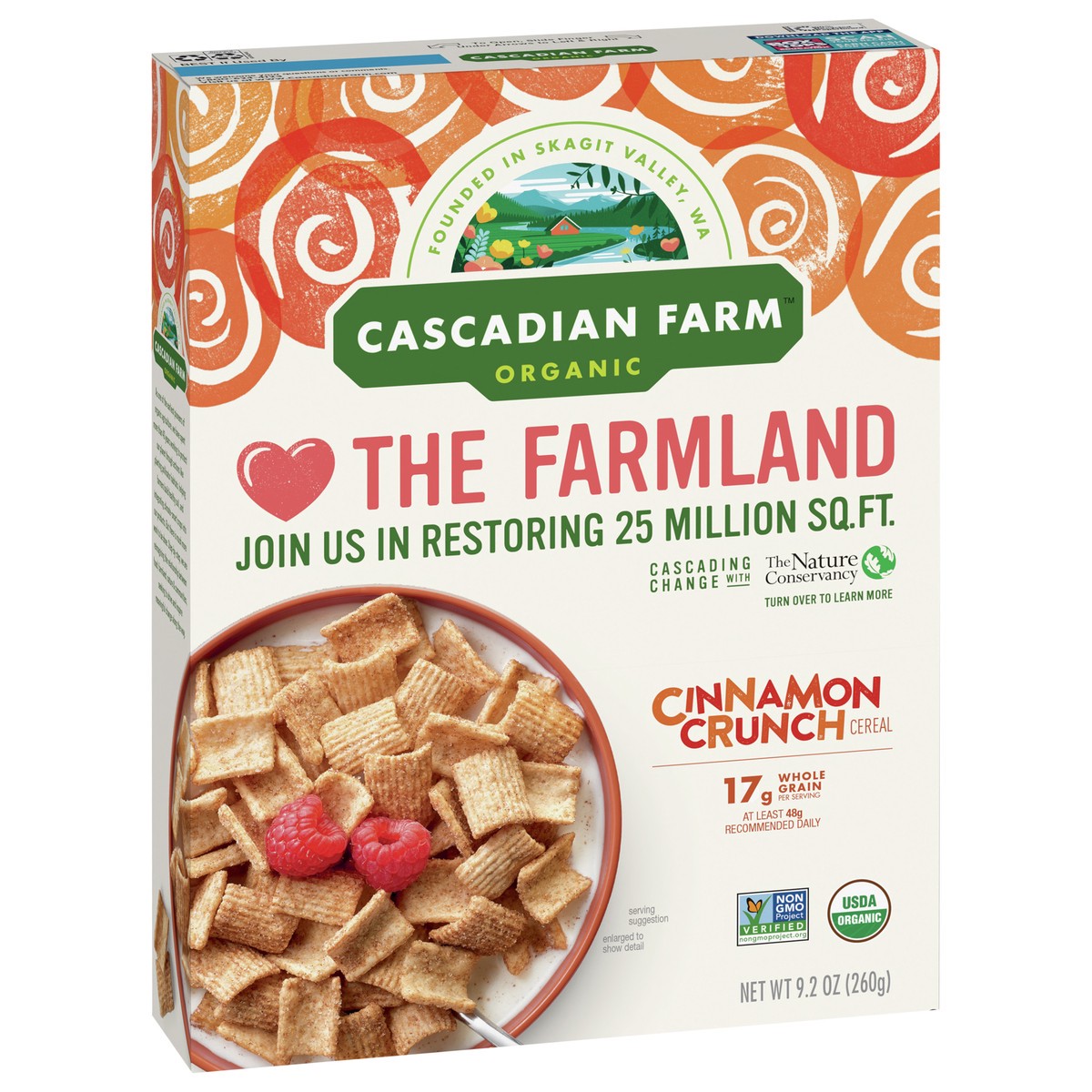 slide 3 of 9, Cascadian Farm Organic Cinnamon Crunch Cereal, 9.2 oz