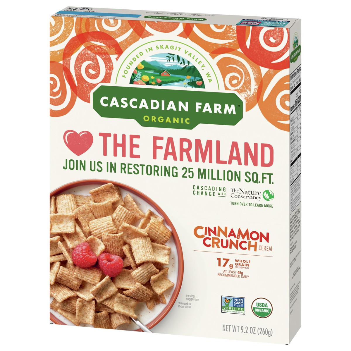 slide 4 of 9, Cascadian Farm Organic Cinnamon Crunch Cereal, 9.2 oz