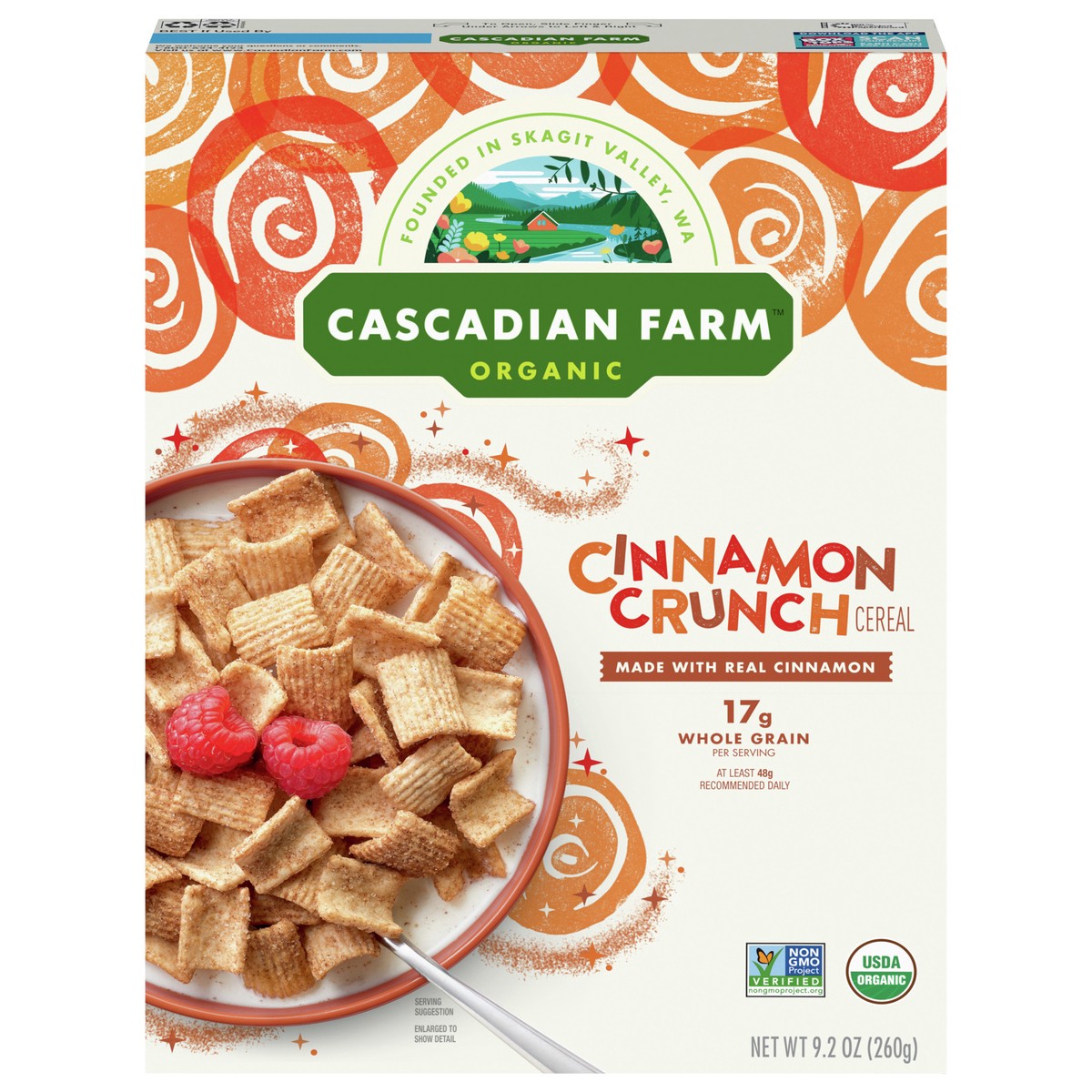 slide 1 of 9, Cascadian Farm Organic Cinnamon Crunch Cereal, 9.2 oz