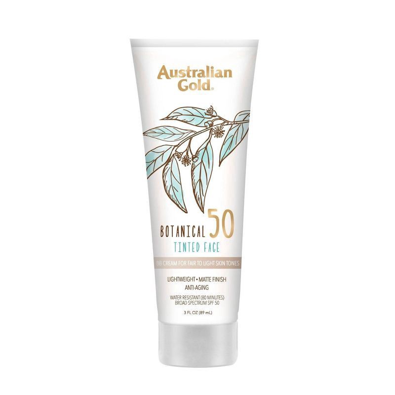 slide 1 of 4, Australian Gold Botanical SPF 50 Tinted Face Sunscreen, Fair to Light, 3 fl oz