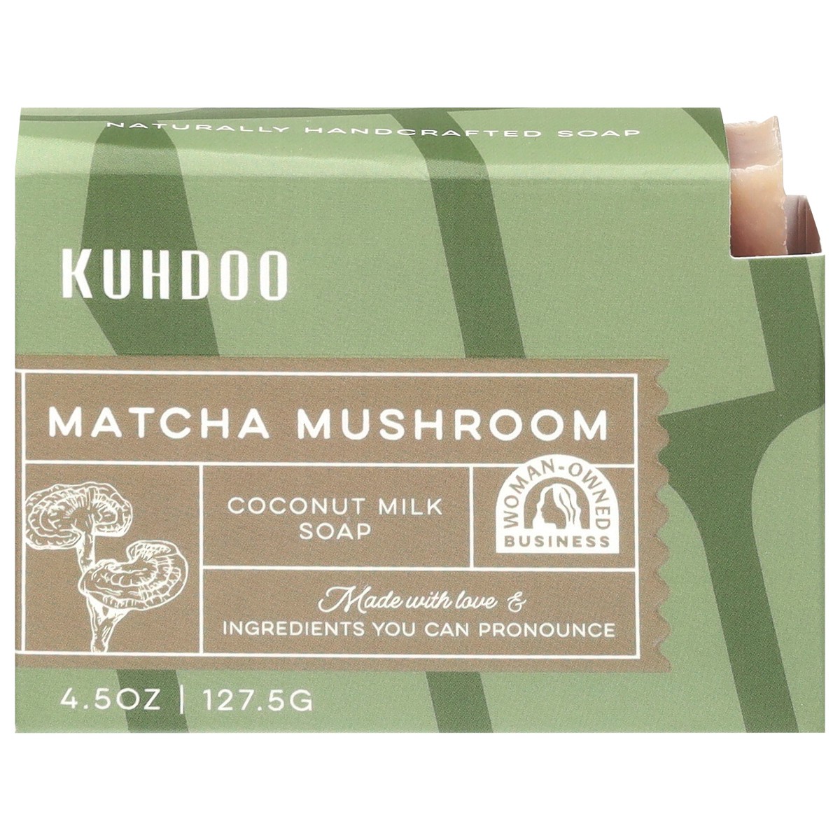 slide 2 of 4, Kuhdoo Coconut Milk Matcha Mushroom Soap 4.5 oz, 4.5 oz