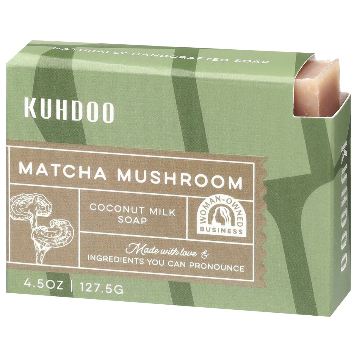 slide 4 of 4, Kuhdoo Coconut Milk Matcha Mushroom Soap 4.5 oz, 4.5 oz