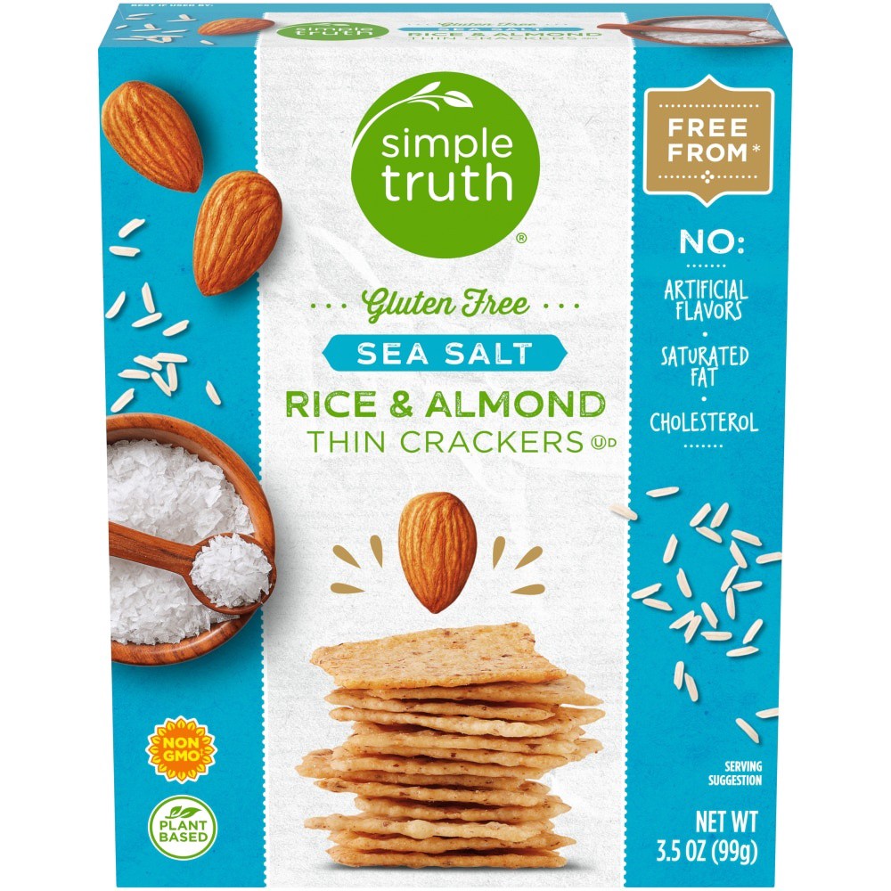 slide 2 of 3, Simple Truth Gluten Free Sea Salt Rice & Almond Crackers - 3.5 oz, 3.5 oz