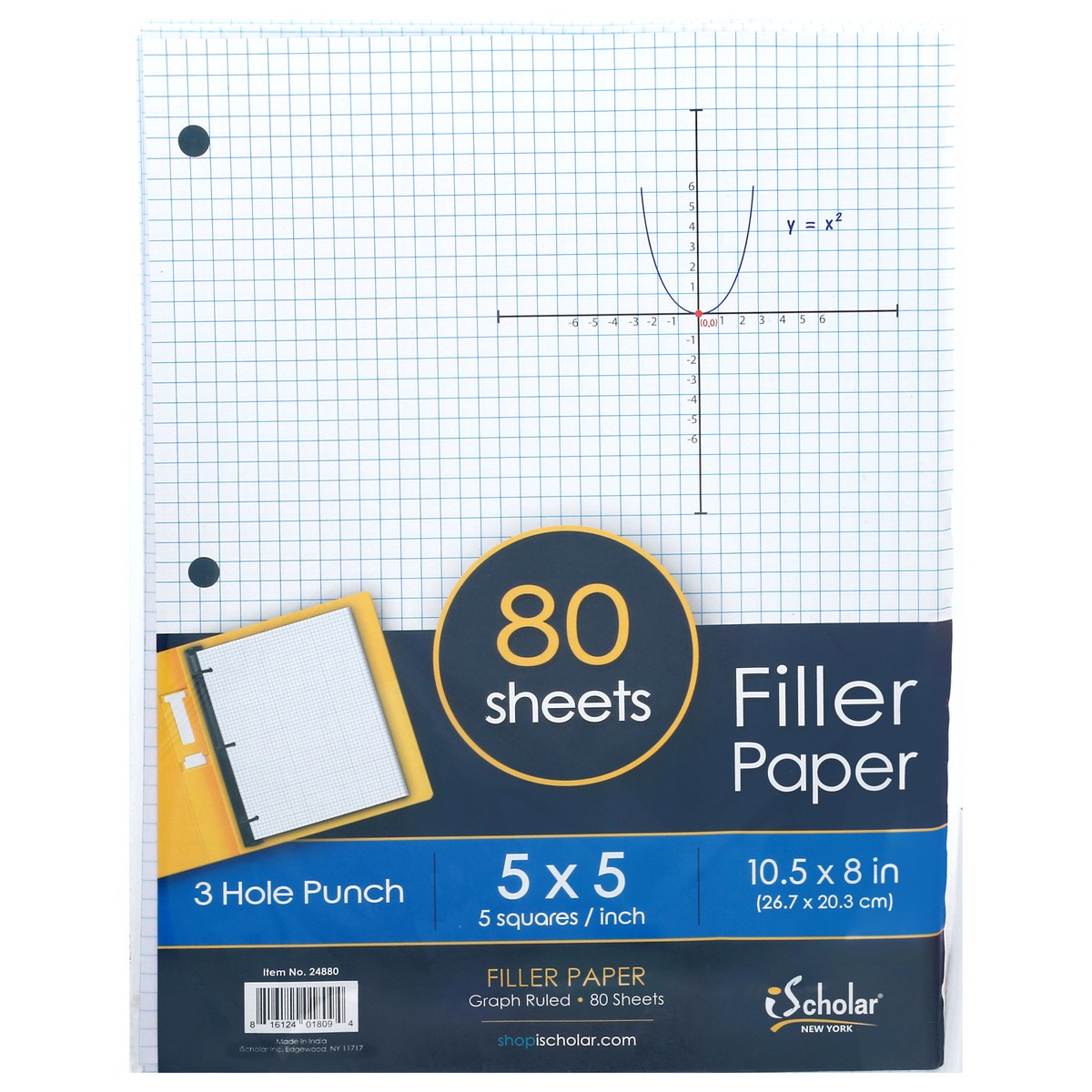 slide 1 of 11, iScholar Graph Ruled Filler Paper, 80 ct