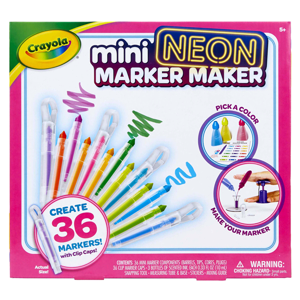 slide 1 of 1, Crayola Mini Neon Marker Maker Creative Art Activity Makes 36 Mini Neon Markers Scented Inks Great Holiday Gift for Ages 6+, 1 ct