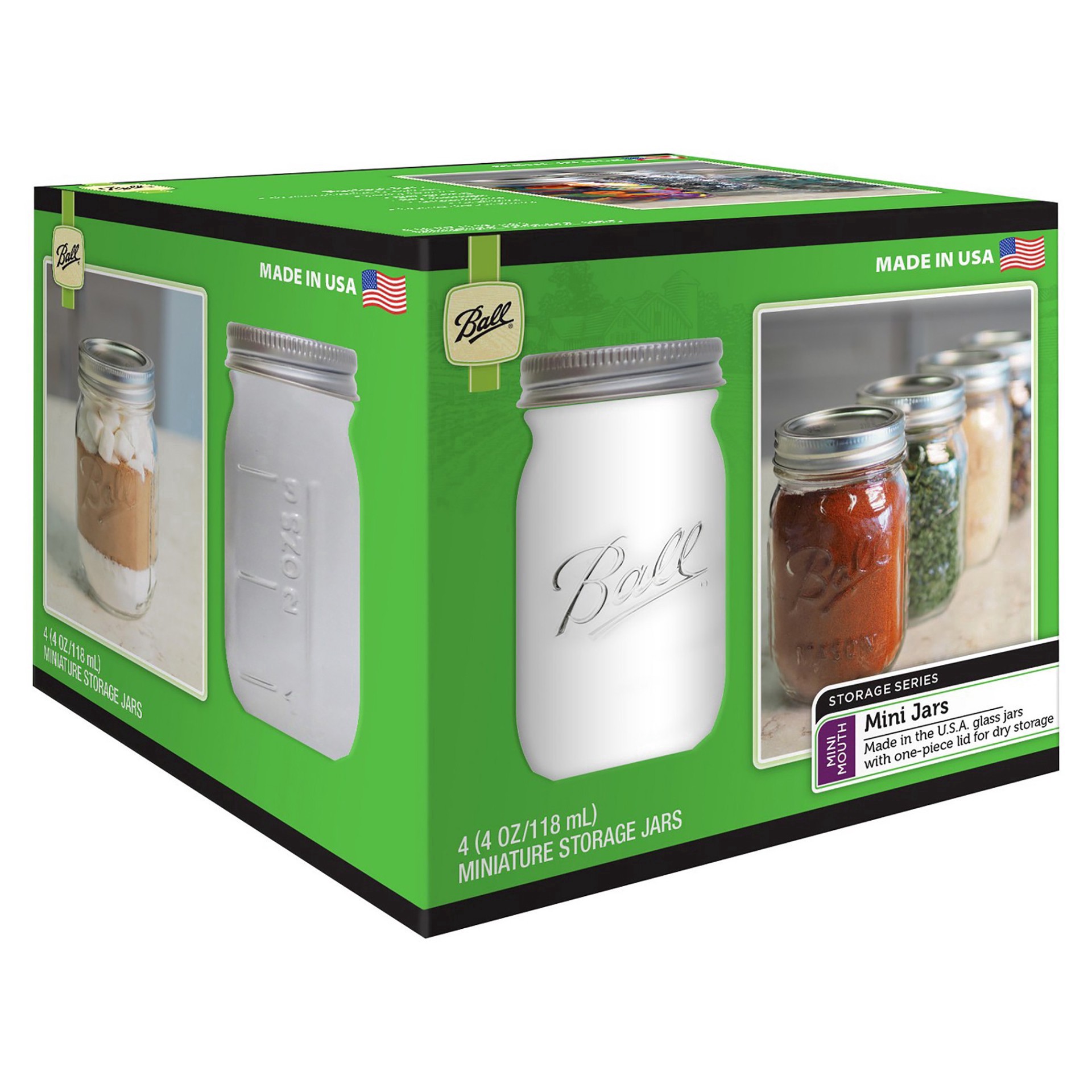 slide 5 of 7, Ball 4-Ounce Mini Storage Jar, 4-Count, 4 ct