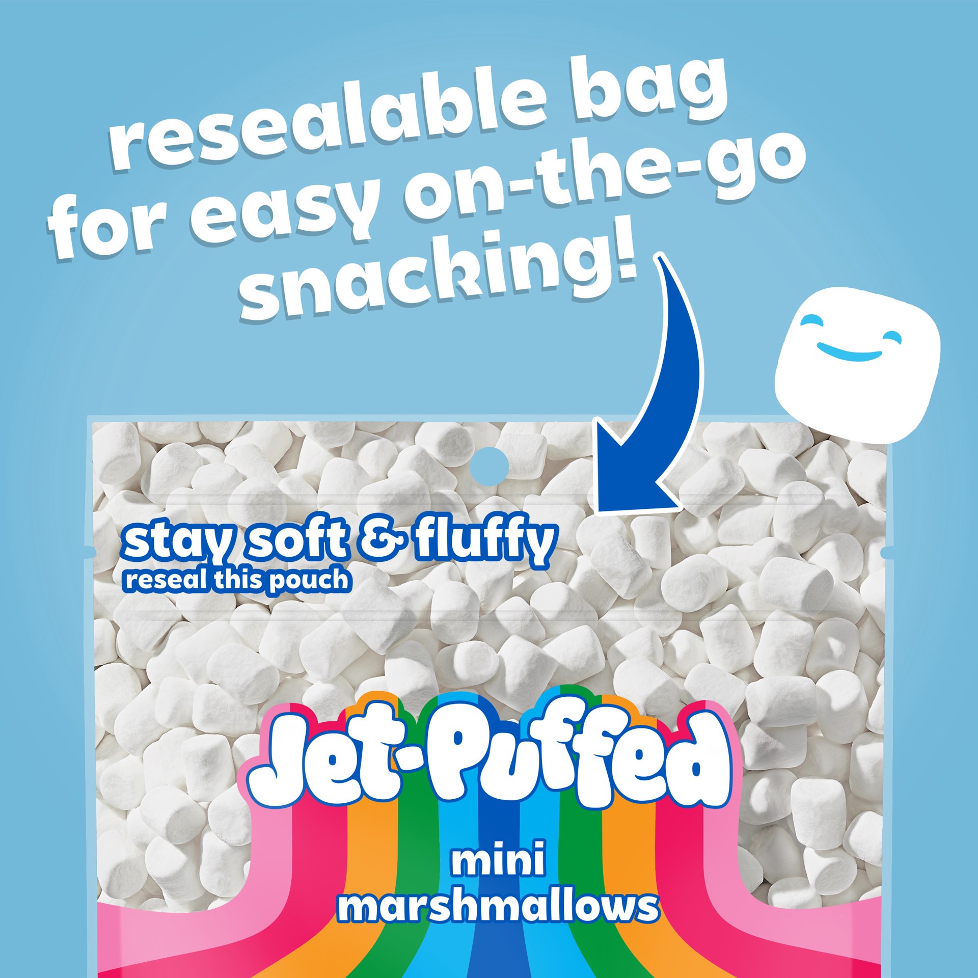 slide 5 of 5, Jet-Puffed Mini Marshmallows, 7 oz Resealable Bag, 7 oz