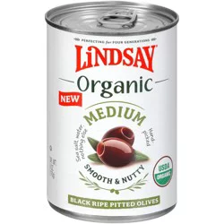 Lindsay Organic Black Ripe Pitted Medium Olives 6 oz