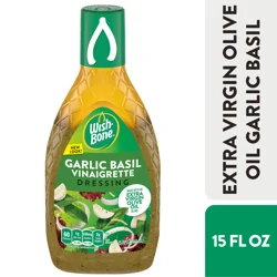 Wish-Bone Extra Virgin Olive Oil Blend Garlic Basil Italian Salad Dressing, 15 fl. oz.