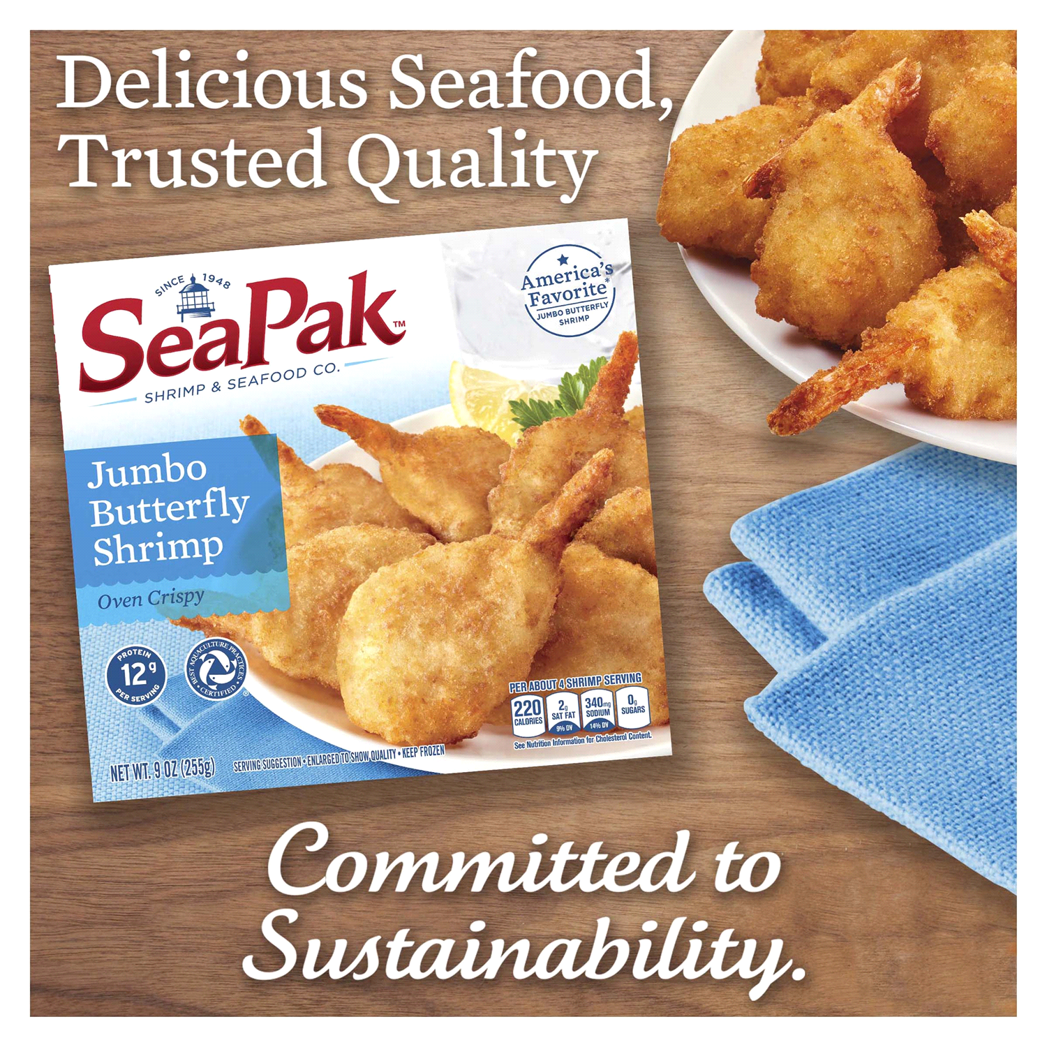 slide 3 of 4, SeaPak Shrimp and Seafood Co. Jumbo Butterfly Shrimp 9 oz. Box, 9 oz