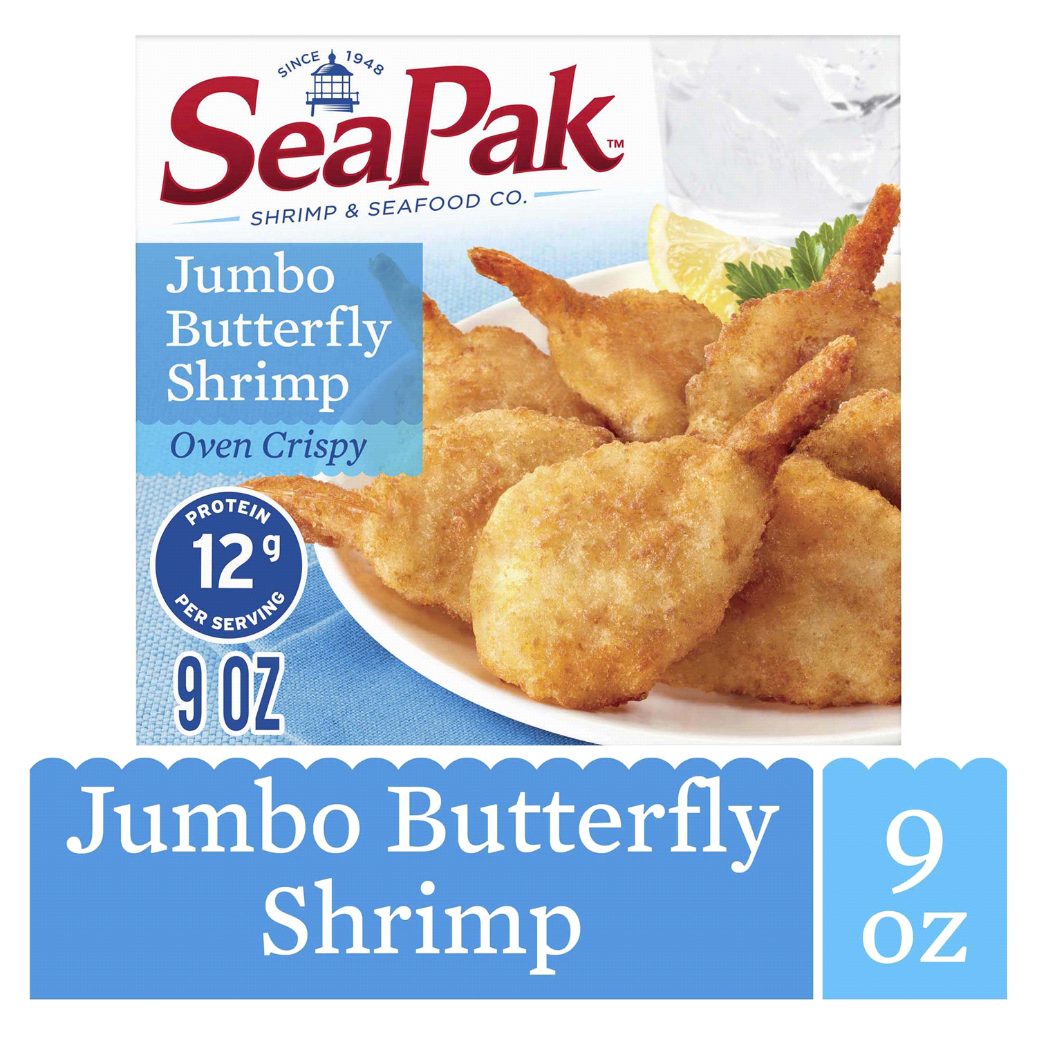 slide 1 of 4, SeaPak Shrimp and Seafood Co. Jumbo Butterfly Shrimp 9 oz. Box, 9 oz