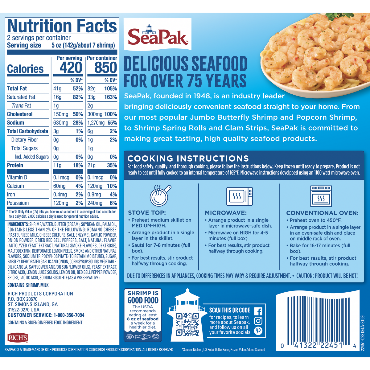 slide 2 of 2, SeaPak Classic Shrimp Scampi 10 oz, 10 oz