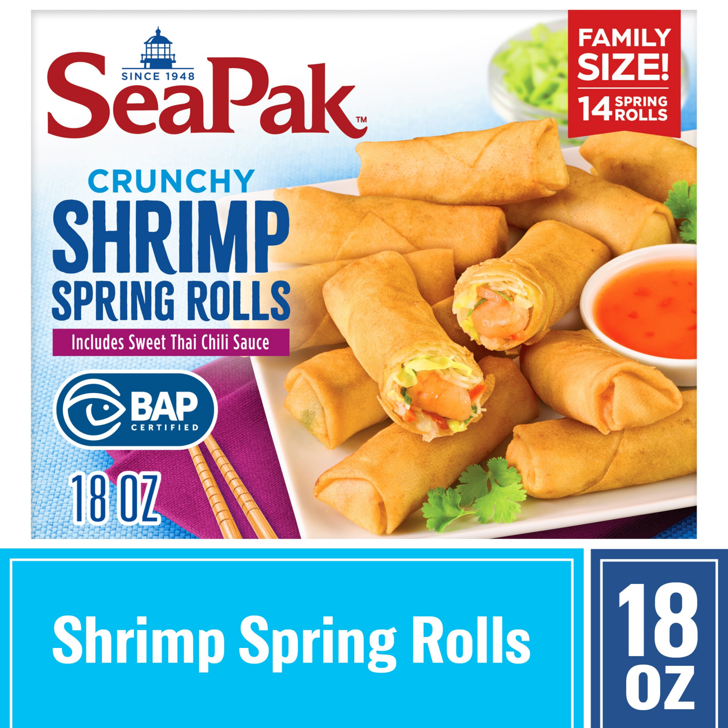 slide 1 of 3, SeaPak Crunchy Shrimp Spring Rolls 18 oz, 18 oz