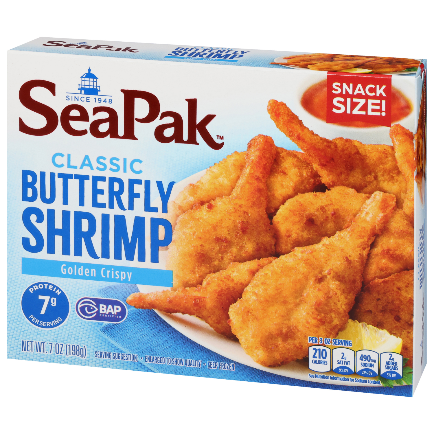 slide 3 of 3, SeaPak Golden Crispy Butterfly Classic Shrimp Snack Size 7 oz, 7 oz