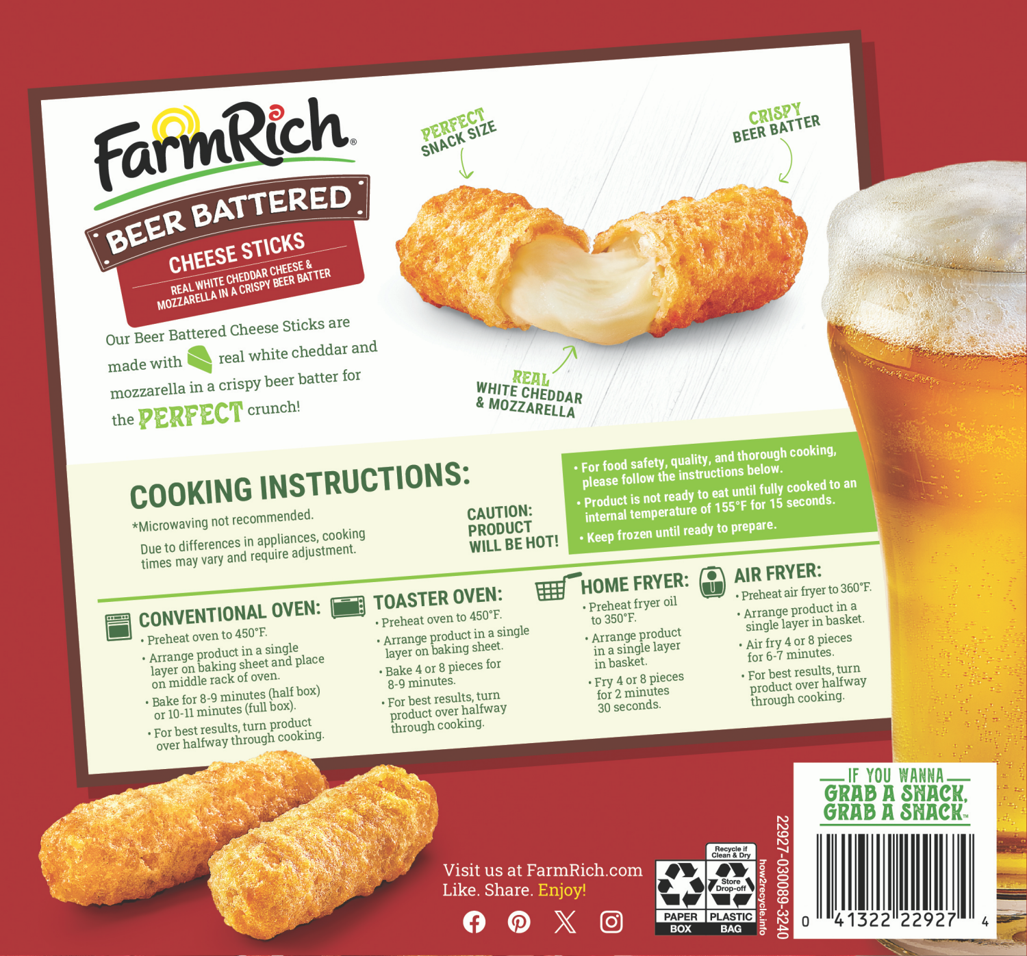 slide 2 of 2, Farm Rich Budweiser beer battered cheese sticks, 16 oz