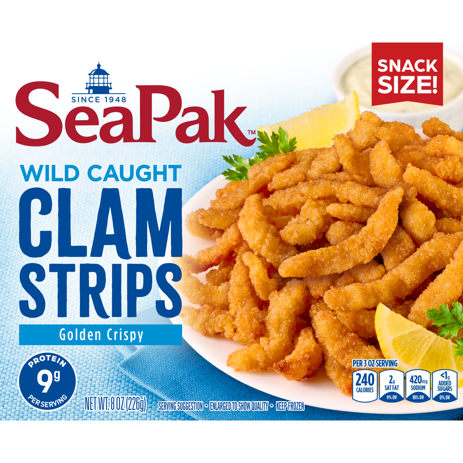 slide 1 of 2, SeaPak Clam Strips Snack Size, 8 oz