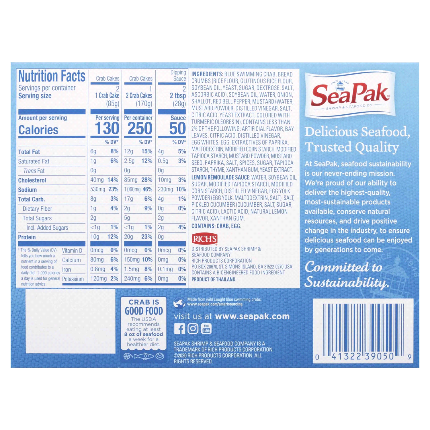 slide 4 of 5, SeaPak Maryland Style Crab Cakes 8 oz. Box, 8 oz