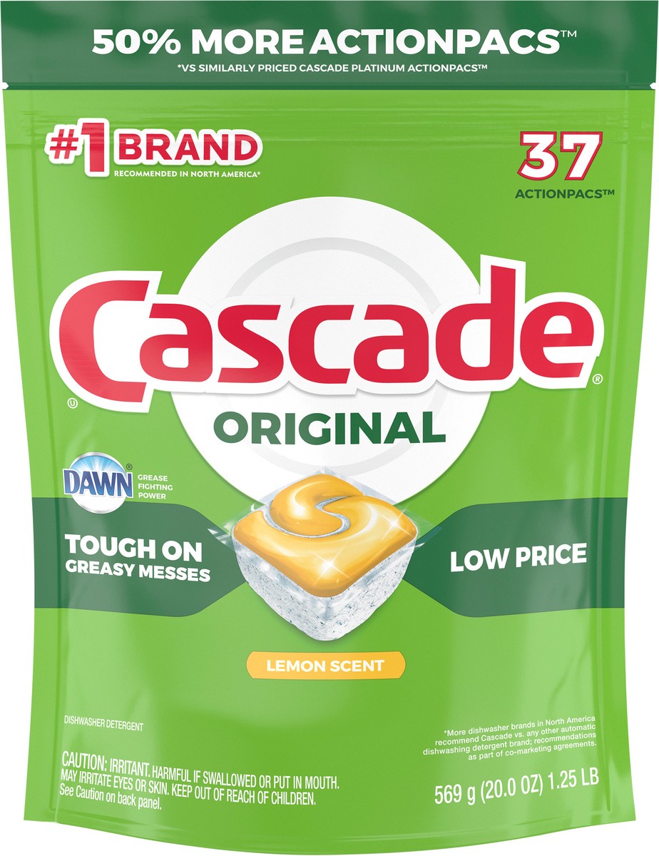 slide 3 of 3, Cascade Original ActionPacs Dishwasher Detergent, Lemon Scent, 37 Count, 37 ct