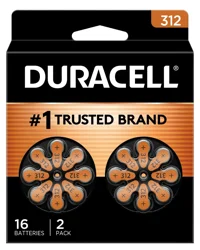Duracell Size 312 Hearing Aid Batteries, 16/Pack