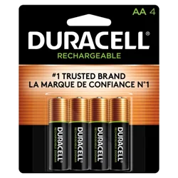 Duracell Rechargeable AA NiMH Batteries, 4/Pack