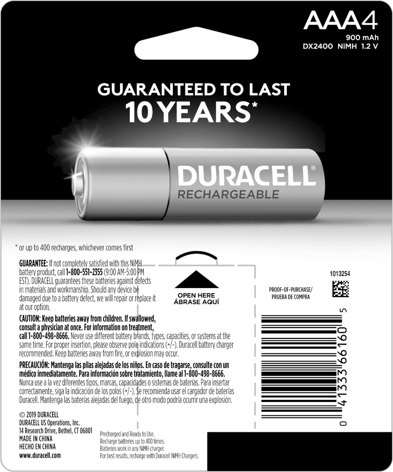 slide 2 of 2, Duracell Rechargeable AAA NiMH Batteries, 4/Pack, 4 ct