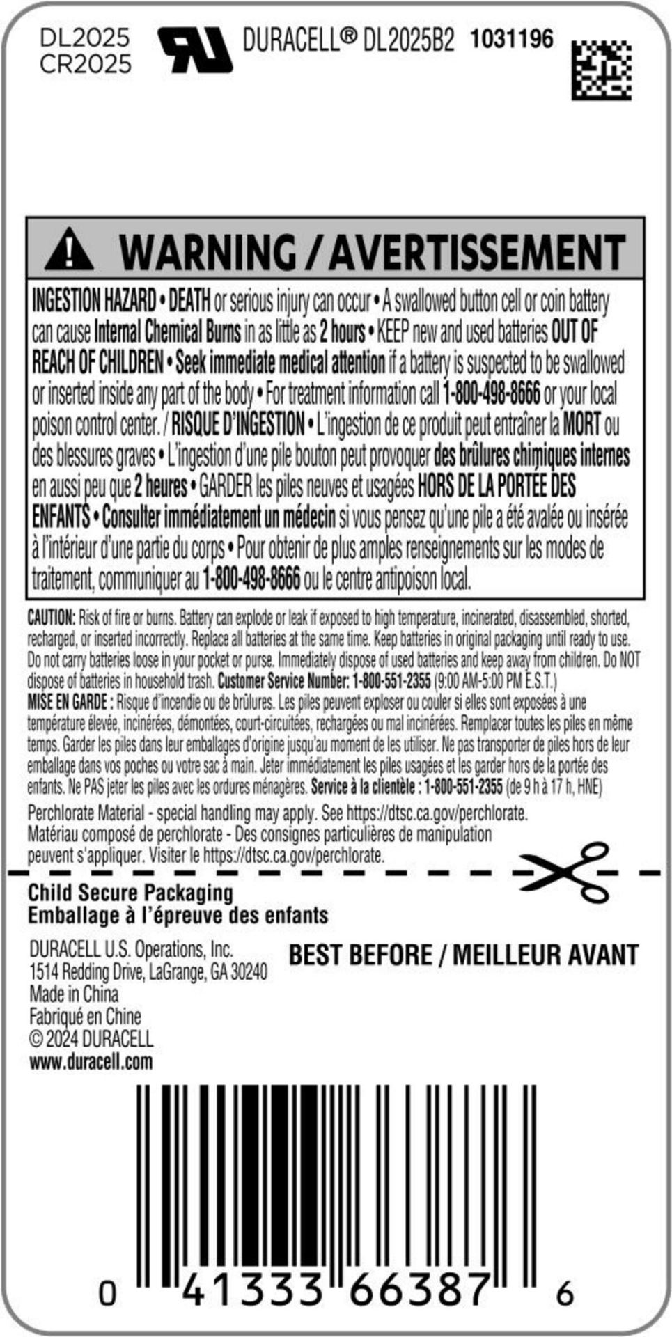 slide 2 of 3, Duracell Lithium Coin batteries with bitterant coating provide reliable, long-lasting power for your specialty devices, so you can be confident these batteries will be ready when you need them., 2 pk