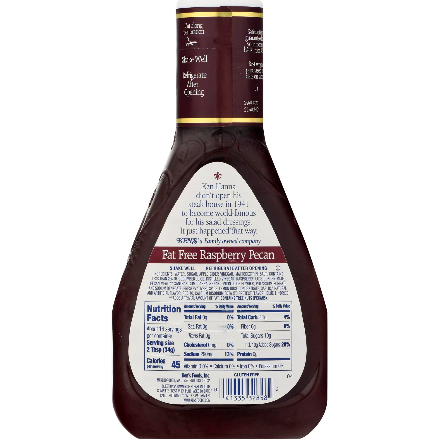 slide 2 of 4, Ken's Steak House Fat Free Raspberry Pecan Dressing, 16 oz