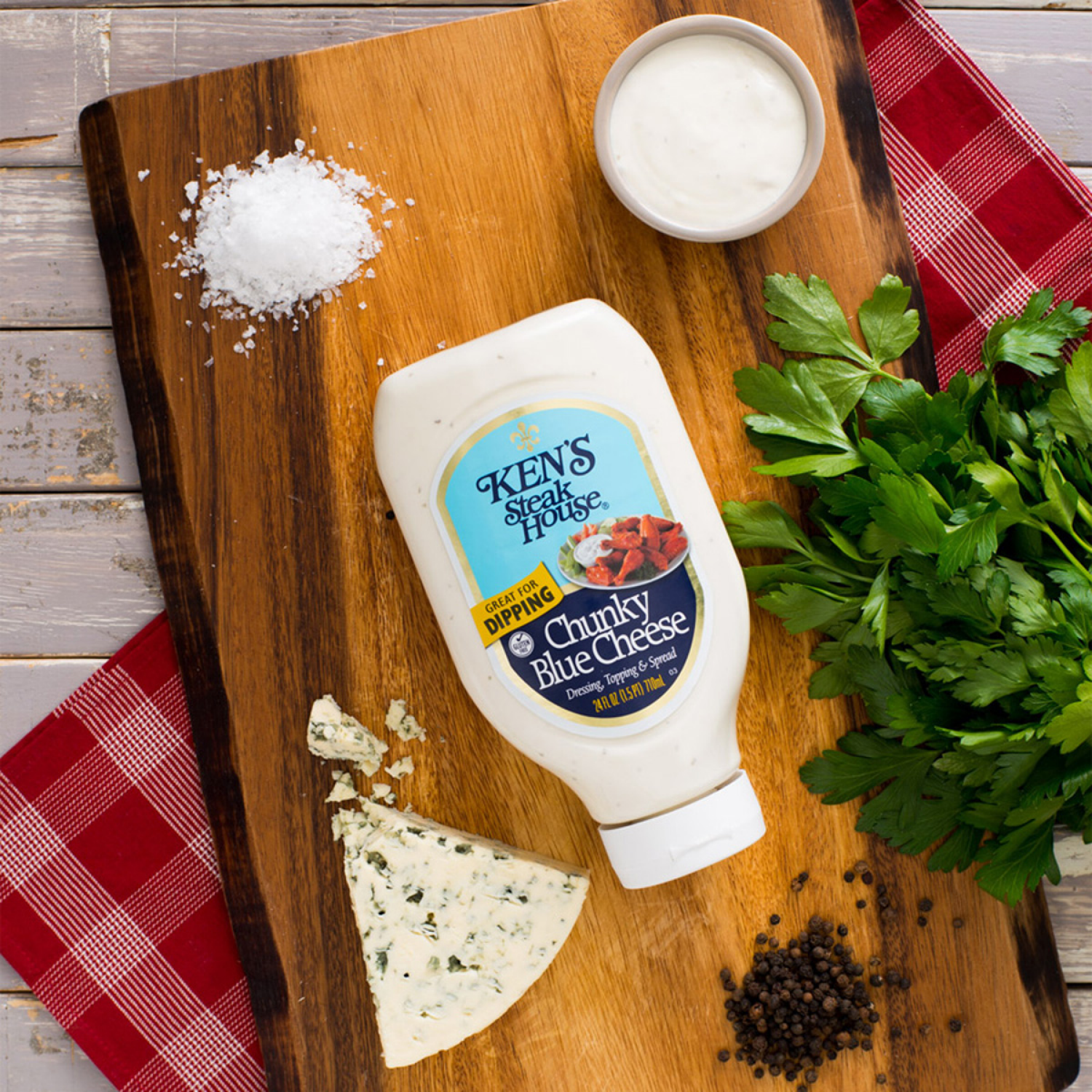 slide 3 of 7, Ken's Steak House Chunky Blue Cheese Dressing, Topping & Spread 24 fl oz, 24 fl oz