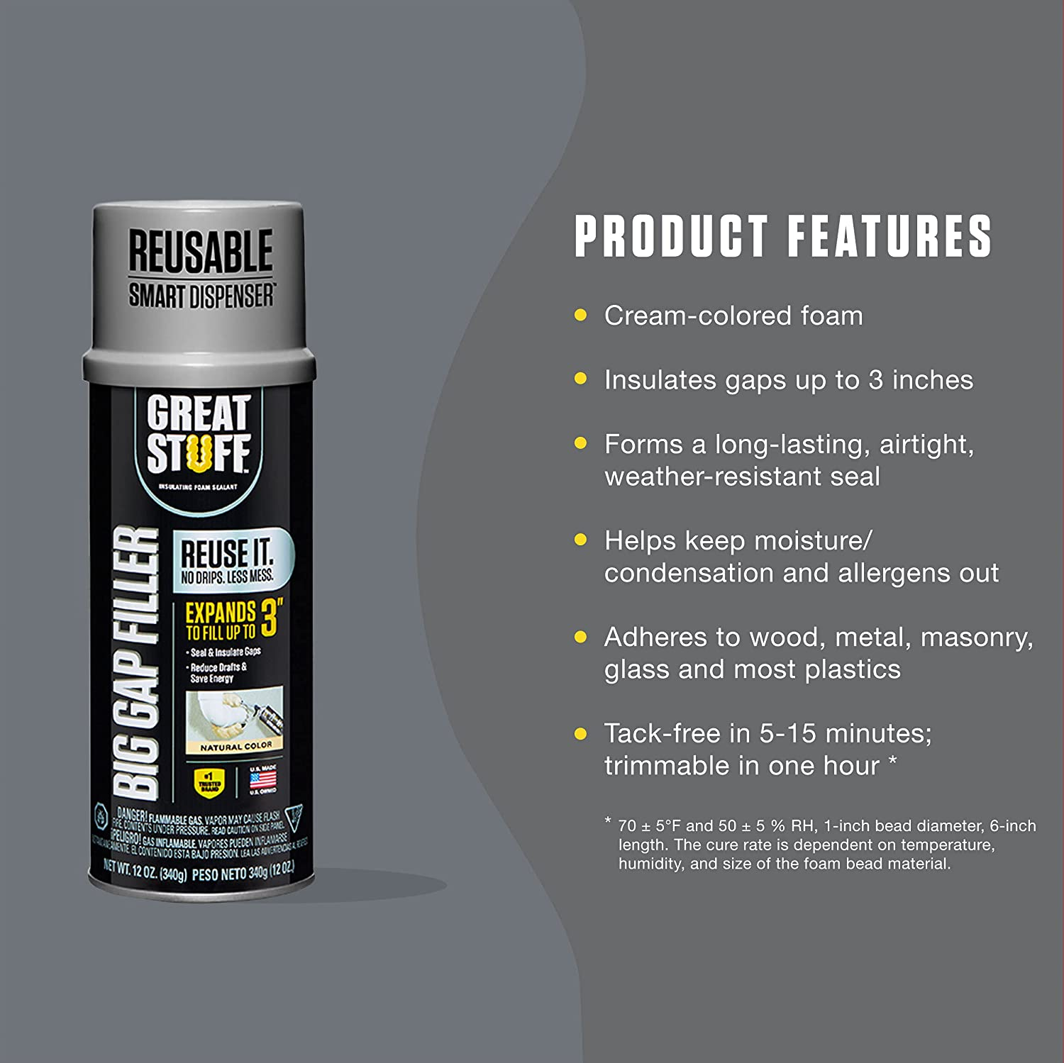slide 2 of 2, Smart Dispenser Big Gap Filler Sealant Foam Insulating, 12 oz