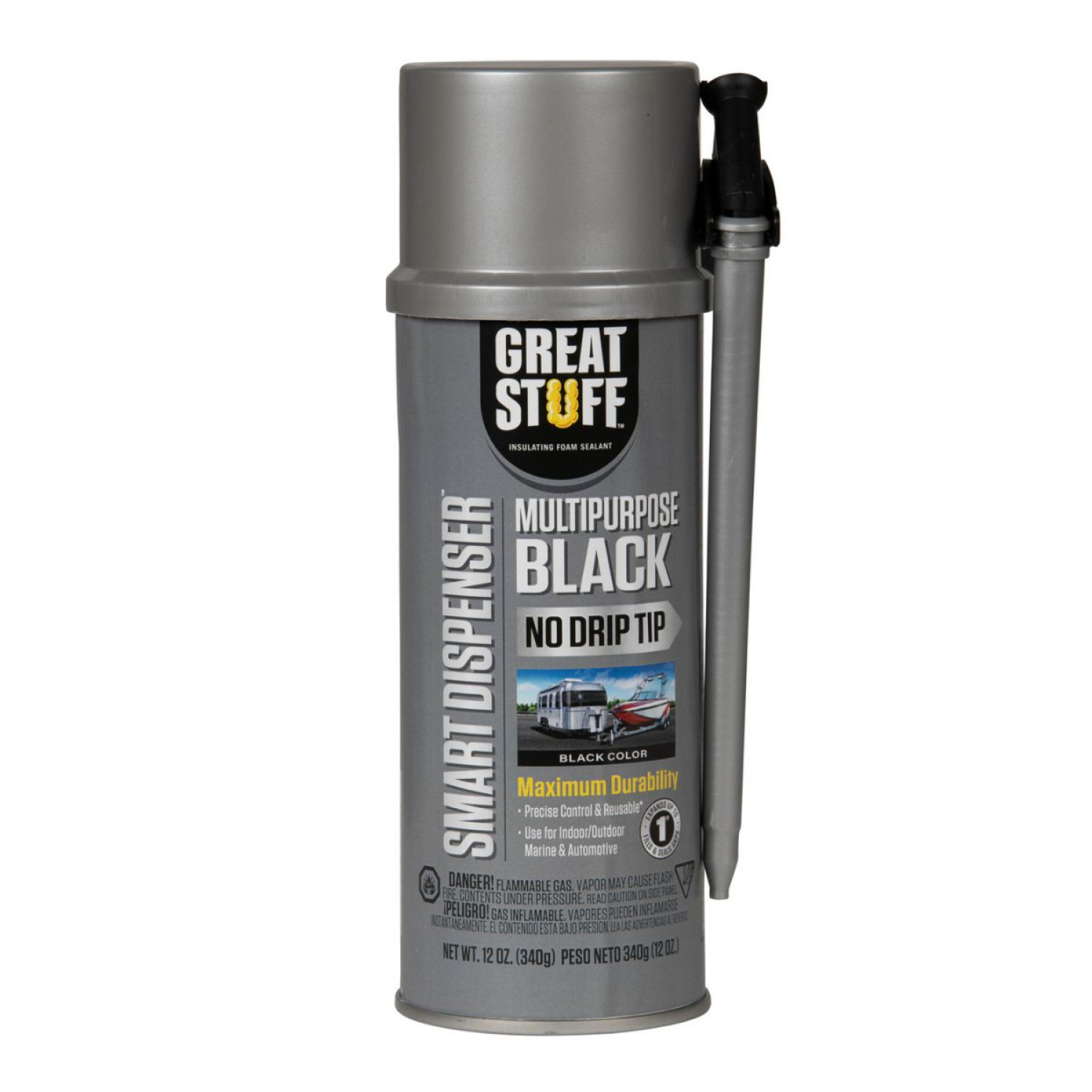 slide 1 of 2, Great Stuff Smart Dispenser Multipurpose Spray Foam Insulation, Black, 12 oz
