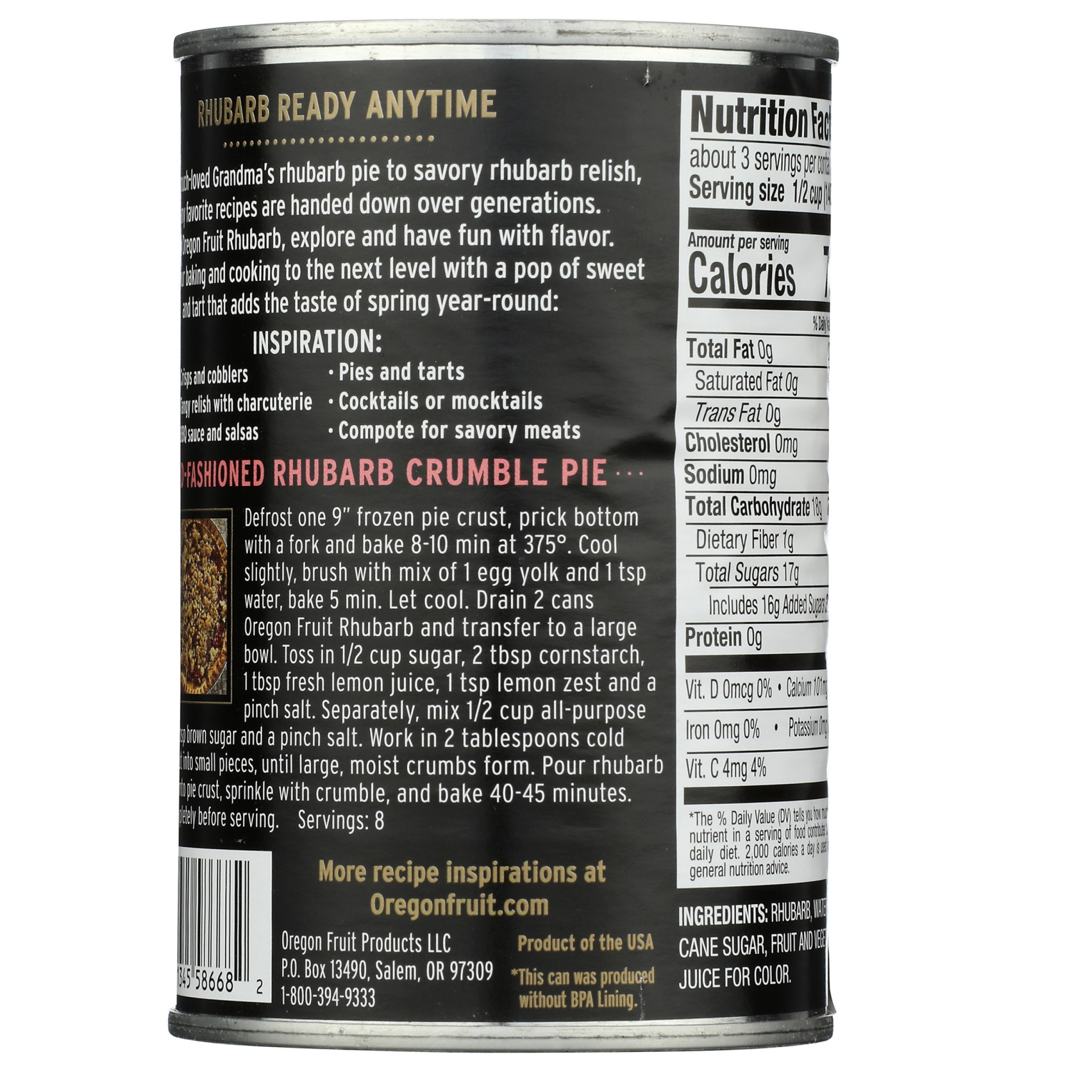 slide 2 of 2, Oregon Fruit Rhubarb Slices in Extra Light Syrup, 14.6 oz