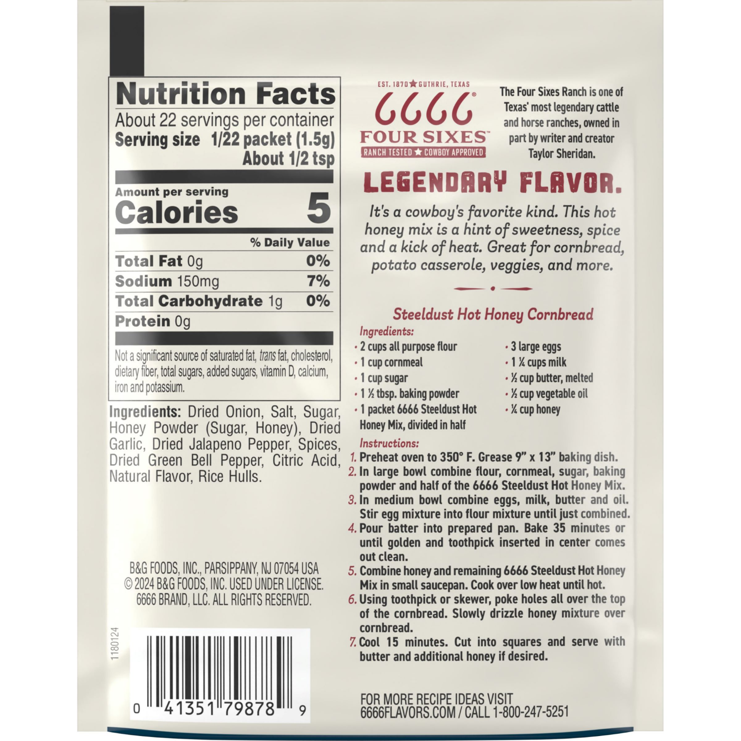 slide 2 of 2, Four Sixes Steeldust Hot Honey Mix Seasoning Blend - 1.25 oz, 1.25 oz