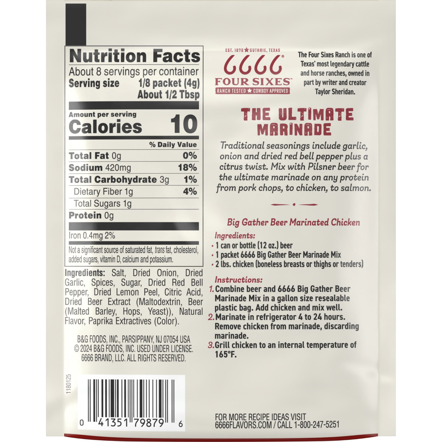 slide 2 of 2, Four Sixes Big Gather Marinade Mix Seasoning Blend 1.25 oz, 1.25 oz